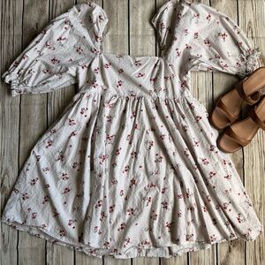 Altar'd State Cream and Red Floral Dress